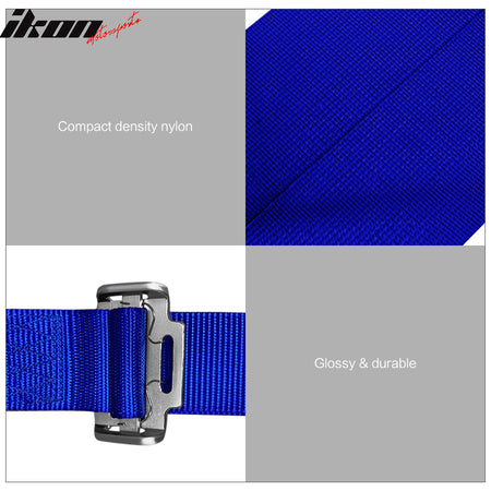 Universal Adjust Racing Seat PU Carbon Blue Bezel & Dual Slider Cam-lock Belt x2