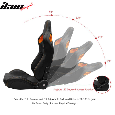 Universal Adjust Racing Seat PU Carbon O. Bezel & Dual Slider Cam-lock Belt x2