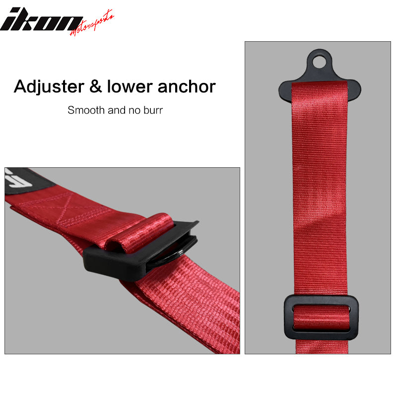 Universal Adjust Racing Seat PU Carbon Orange Bezel & Dual Slider Buckle Belt x2