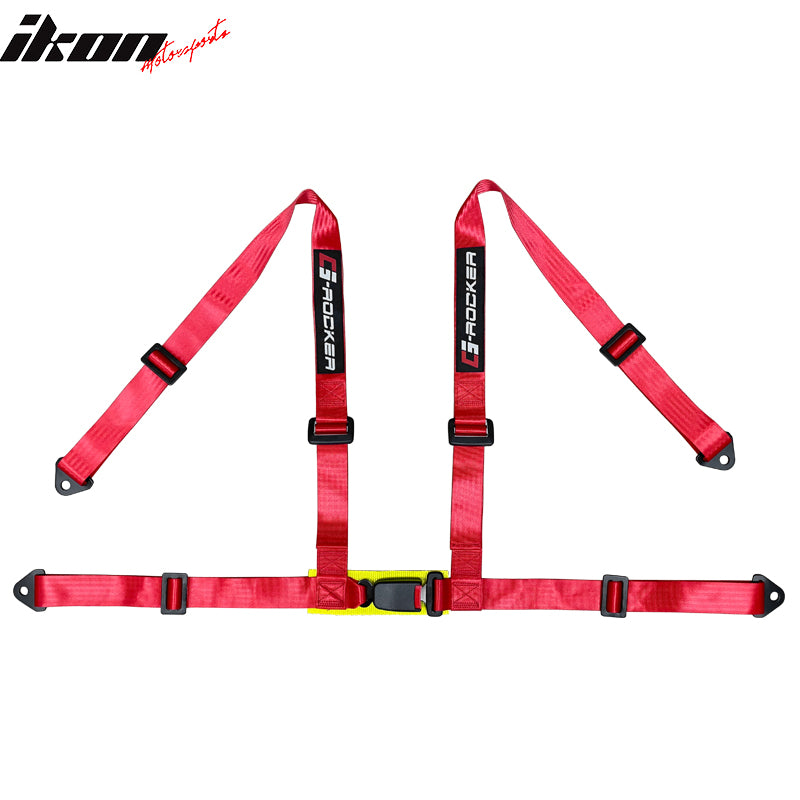 Universal Adjustable Racing Seat PU Carbon Red Bezel &Dual Slider Buckle Belt x2