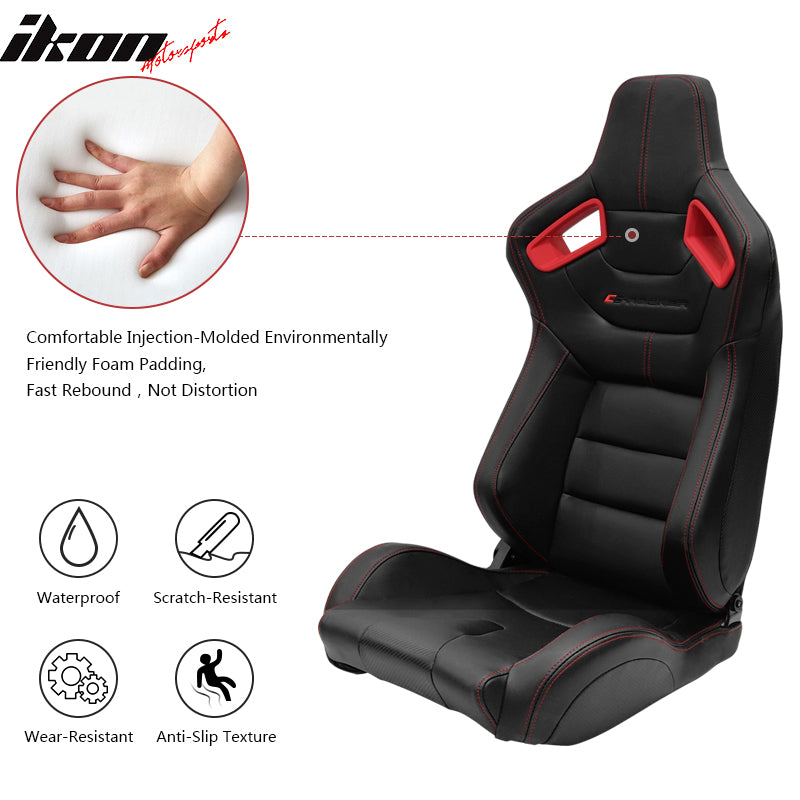 Universal Adjust Racing Seat PU Carbon & Dual Slider & 5 Point Cam-lock Belt x2