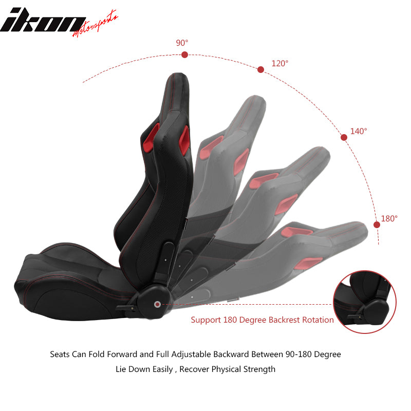 Universal Adjust Racing Seat PU Carbon & Dual Slider & 5 Point Cam-lock Belt x2