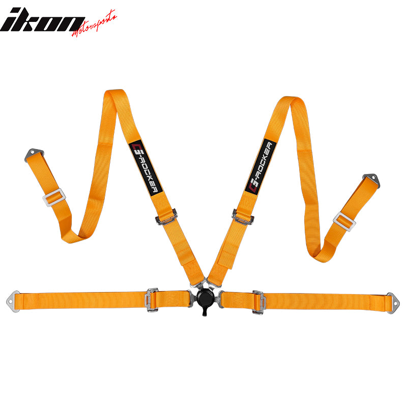 Universal Adjust Racing Seat Dual Slider PU Carbon Orange Bezel Cam-lock Belt x2