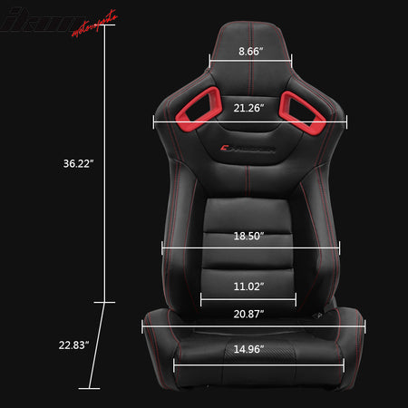 Universal Adjust Racing Seat PU Carbon & Dual Slider & 6 Point Cam-lock Belt x2