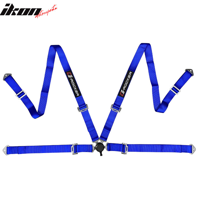 Universal Recline Racing Seat PU Carbon Blue Plaid &Dual Slider Cam-lock Belt x2