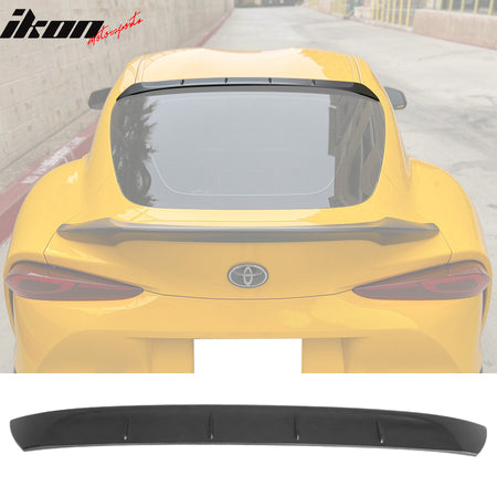 IKON MOTORSPORTS, Trunk Spoiler & Roof Lip Compatible With 2020-2023 Toyota GR Supra & Supra J29 MK5, Painted Matte Black ABS TRD Style Rear Spoiler & Rear Window Visor Spoiler, 2021