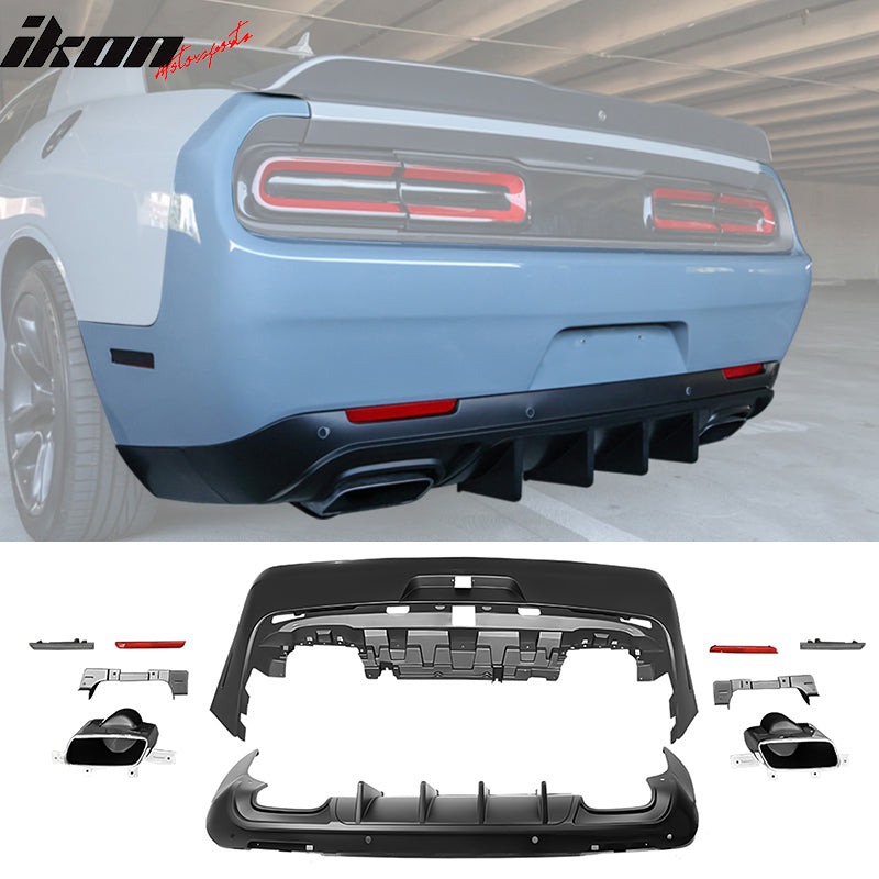 Fits 08-14 Challenger Front Rear Bumper (2015+ SRT Hellcat Style) + Diffuser