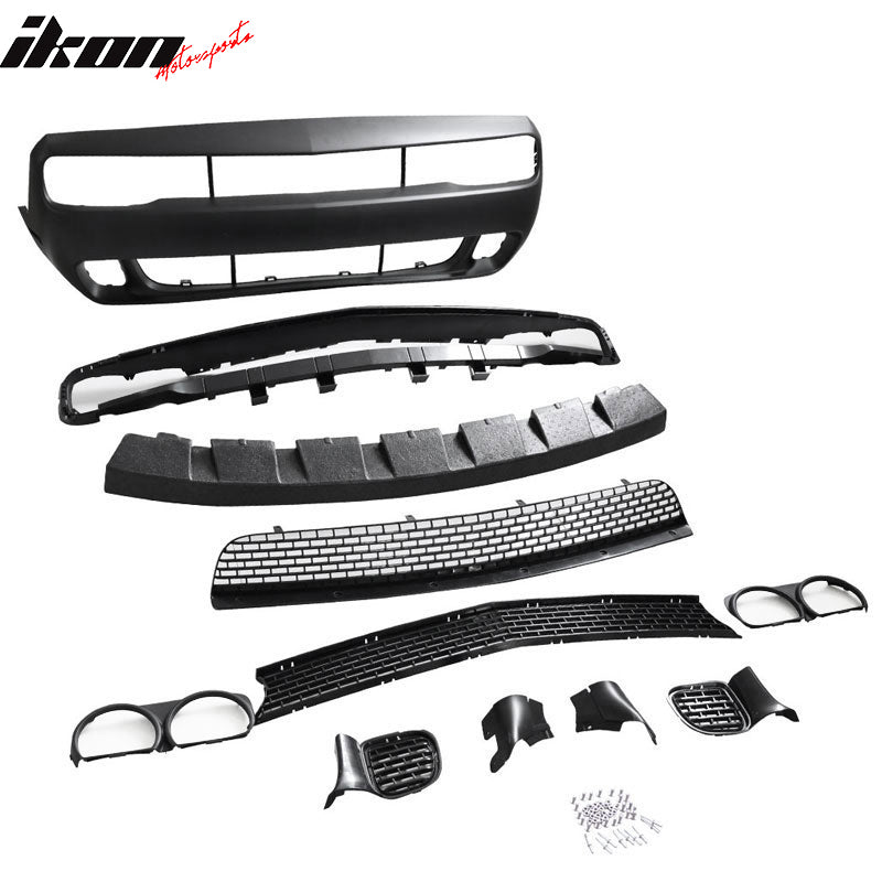 Fits 08-14 Challenger Front Rear Bumper (2015+ SRT Hellcat Style) + Diffuser