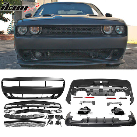 Fits 08-14 Challenger Front Rear Bumper (2015+ SRT Hellcat Style) + Diffuser