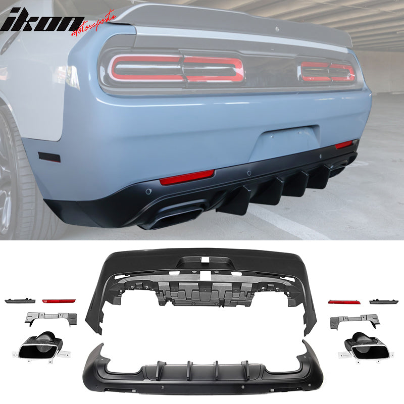 Fits 08-14 Challenger Front Rear Bumper (2015+ SRT Hellcat Style) + Diffuser