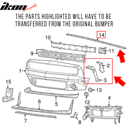 Fits 08-14 Challenger Front Rear Bumper w/ Lip + Demon Fender Flare +V4 Diffuser