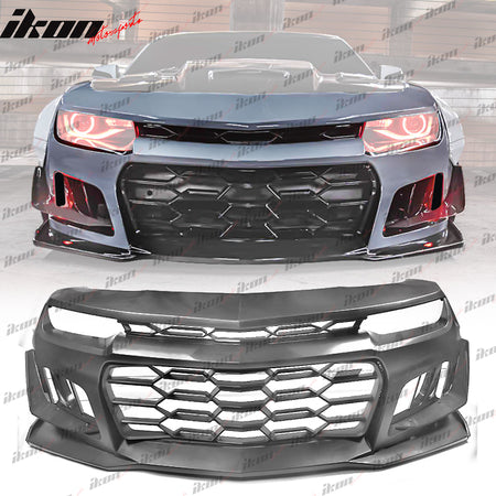 Fits 14-15 Chevy Camaro 1LE Style Front Bumper Conversion + Aluminum Hood Cover