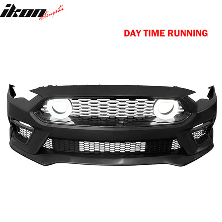 Fits 18-23 Ford Mustang 2021 Mach-1 Style Front Bumper Cover with Lip LED Grille