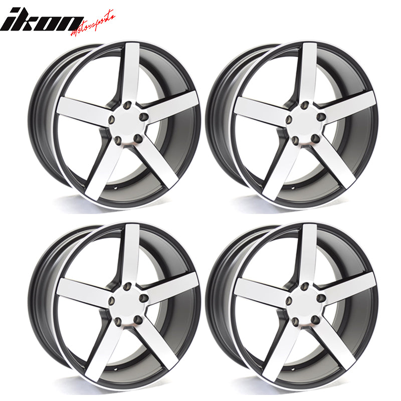 IKON MOTORSPORTS Wheel Rim Replacement 4PCS 19X8.5" +35 Offset 5X120 5 Spoke Wheels For Acura BMW Chevy Chevrolet Honda Lexus, Aluminum Machine Face + Satin Black Lip