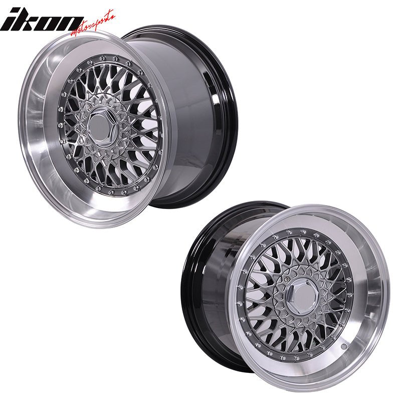 IKON MOTORSPORTS Wheel Rim Replacement 2PCS 17X8.5 +25 5X100 / 5X114.3 Step Lip Deep Dish Mesh Wheels For Acura Chevy Chrysler Dodge Ford Genesis Hyundai Kia Lexus Lincoln Maserati Mazda