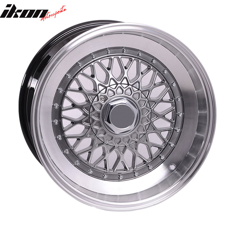 (2) 17X8.5 +25 5X100 / 5X114.3 Step Lip Deep Dish Mesh Wheels Rim (Acura Chevy)