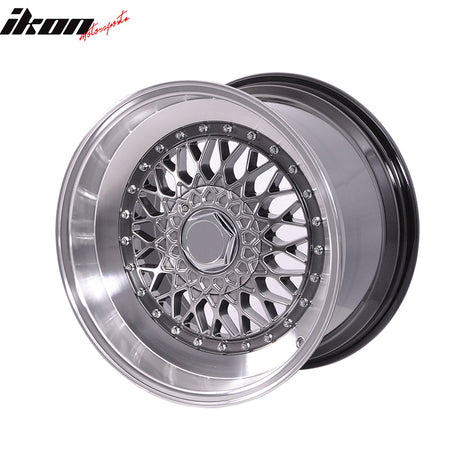 (2) 17X8.5 +25 5X100 / 5X114.3 Step Lip Deep Dish Mesh Wheels Rim (Acura Chevy)