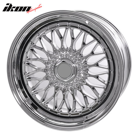 IKON MOTORSPORTS, (2) 19X9.5 +40 5X114.3 / 5X120 Step Lip Deep Dish Mesh Wheels Rim Replacement for Acura BMW Chevy Honda Lexus Toyota, Full Platinum + Chrome Rivets