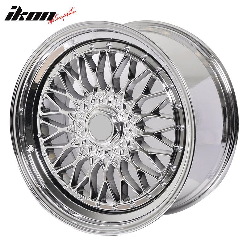 (4) 19X9.5 +40 5X114.3 / 5X120 Step Lip Deep Dish Mesh Wheels Rim Kit Chrome