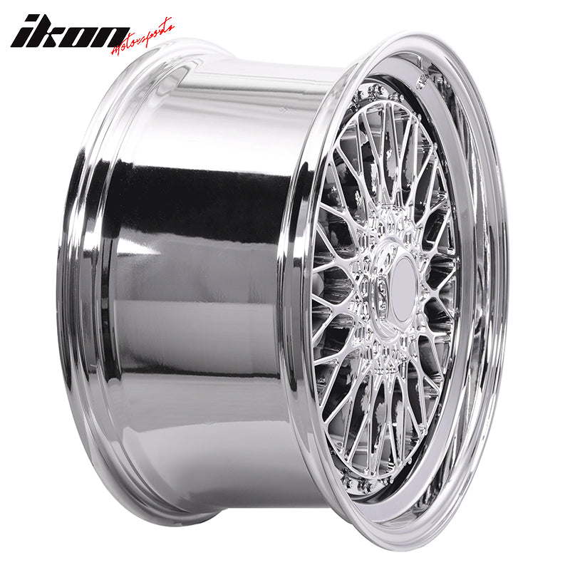 (4) 19X9.5 +40 5X114.3 / 5X120 Step Lip Deep Dish Mesh Wheels Rim Kit Chrome