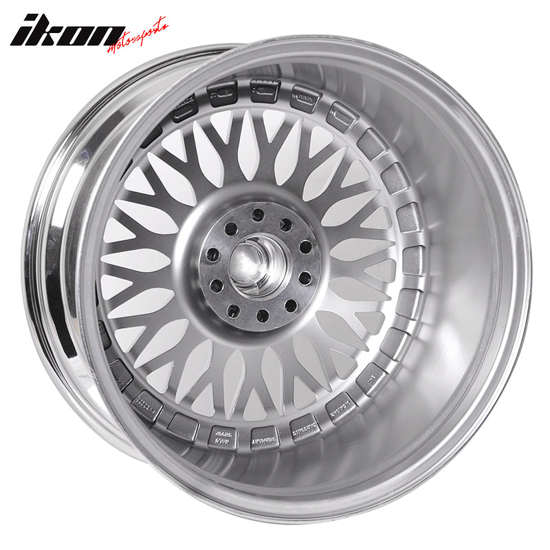 (4) 19X9.5 +40 5X114.3 / 5X120 Step Lip Deep Dish Mesh Wheels Rim Kit Chrome