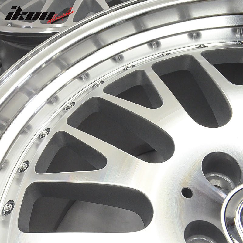 (2) 18X8.5 +35 5X100 Step Lip Mesh Wheels Rim Exterior Accessories for Car