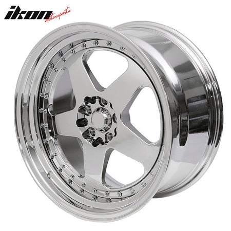 (4) 18X10 +30 5X100 / 5X114.3 Step Lip 5 Spoke Wheels Rims Kit Accessories