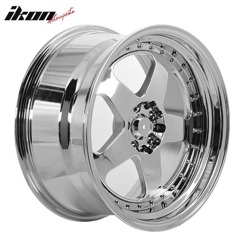 (4) 18X9.0 +30 5X100 / 5X114.3 Step Lip 5 Spoke Wheels Rims Kit - Chrome