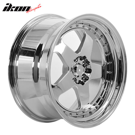 (4) 18X9.0 +30 5X100 / 5X114.3 Step Lip 5 Spoke Wheels Rims Kit - Chrome