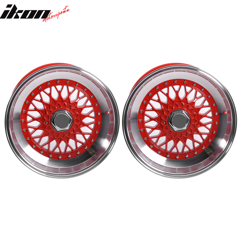 (2) 17X10 +30 5X100 / 5X114.3 Step Lip Deep Dish Mesh Wheels Rims Kit