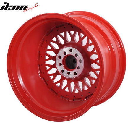 (2) 17X10 +30 5X100 / 5X114.3 Step Lip Deep Dish Mesh Wheels Rims Kit - Red