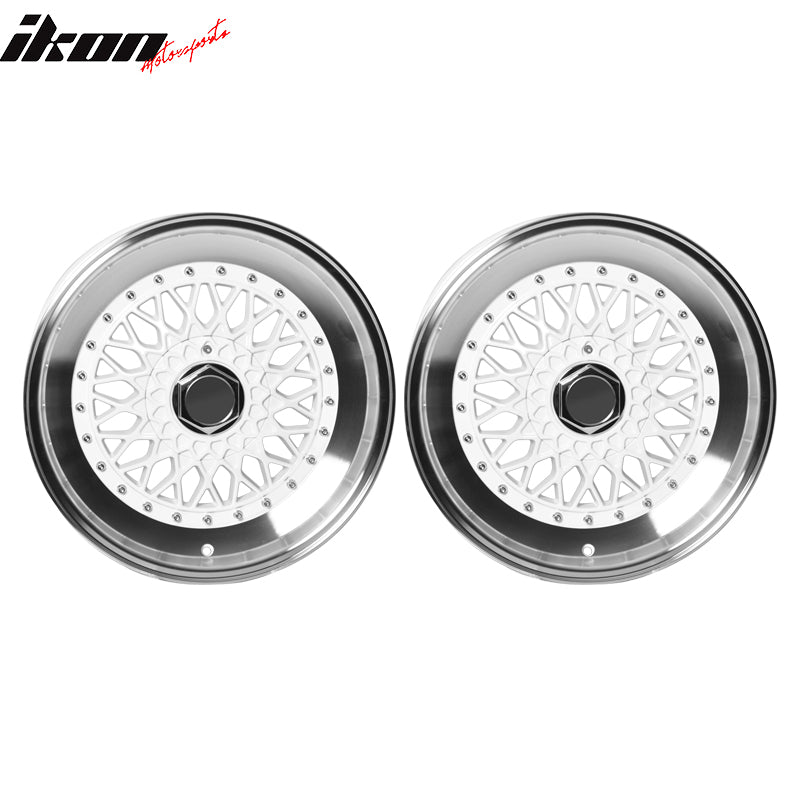 (2) 17X8.5 +25 5X100 / 5X114.3 Step Lip Deep Dish Mesh Wheels Rim Pair