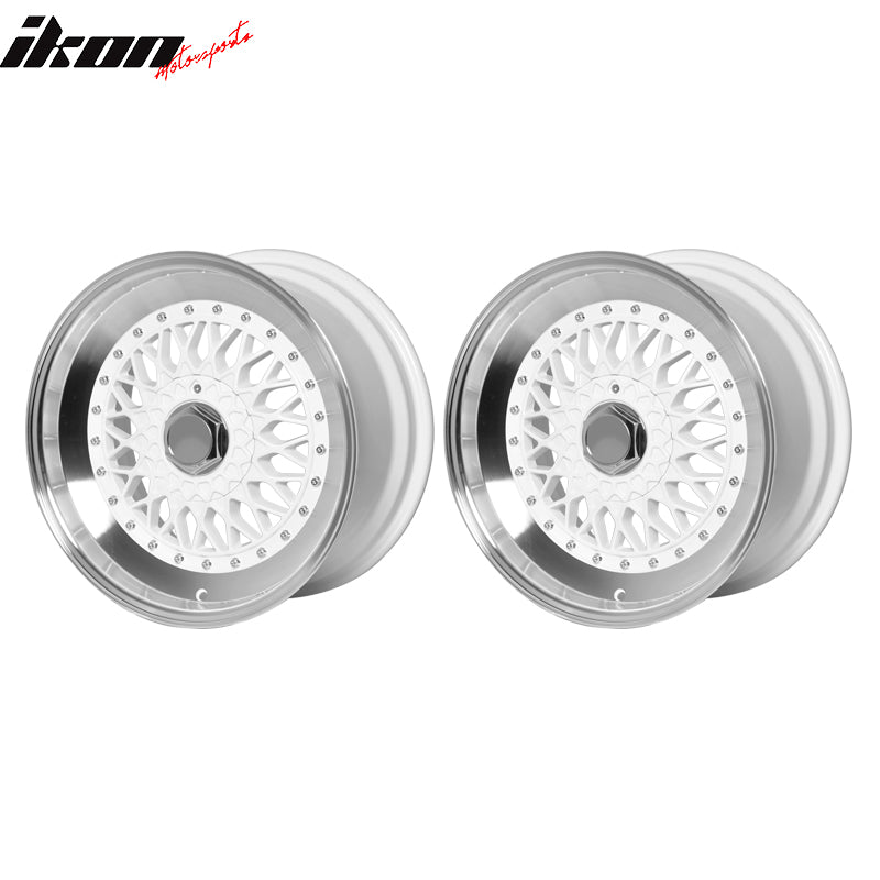 (2) 17X8.5 +25 5X100 / 5X114.3 Step Lip Deep Dish Mesh Wheels Replacement