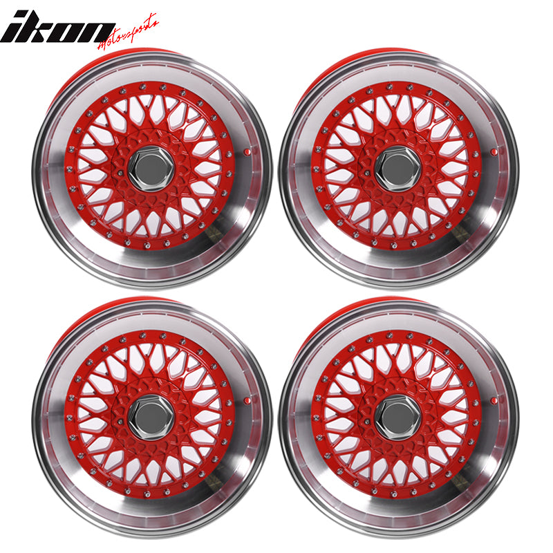 (4) 17X10 +30 5X100 / 5X114.3 Step Lip Deep Dish Mesh Wheels Rim