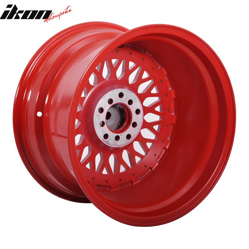 (4) 17X10 +30 5X100 / 5X114.3 Step Lip Deep Dish Mesh Wheels Rim Kit Red