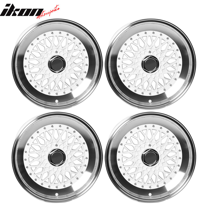 (4) 17X8.5 +25 5X100 / 5X114.3 Step Lip Deep Dish Mesh Wheels Rims