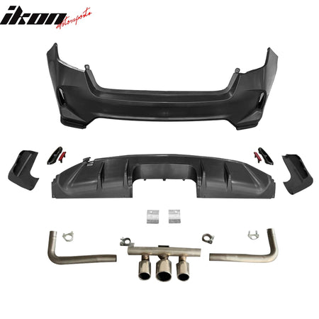 Fits 22-24 Civic EX Touring Rear Bumper Type R Style + Diffuser + Exhaust Pipe