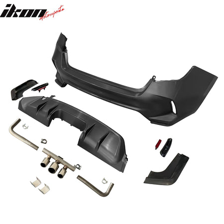 Fits 22-24 Civic EX Touring Rear Bumper Type R Style + Diffuser + Exhaust Pipe