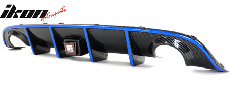 For 15-23 Dodge Charger Rear Bumper Lip Diffuser w/ Red LED Blue Reflective Tape