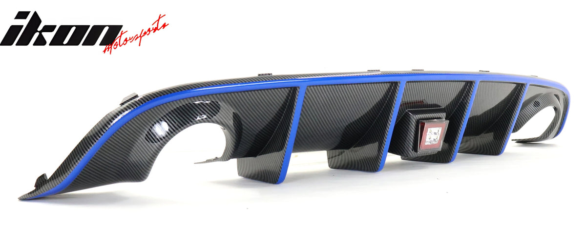 For 15-23 Dodge Charger Rear Bumper Lip Diffuser w/ Red LED Blue Reflective Tape