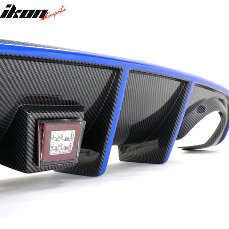 For 15-23 Dodge Charger Rear Bumper Lip Diffuser w/ Red LED Blue Reflective Tape