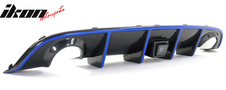 For 15-23 Dodge Charger LED Rear Diffuser Carbon Fiber Look Blue Reflective Tape