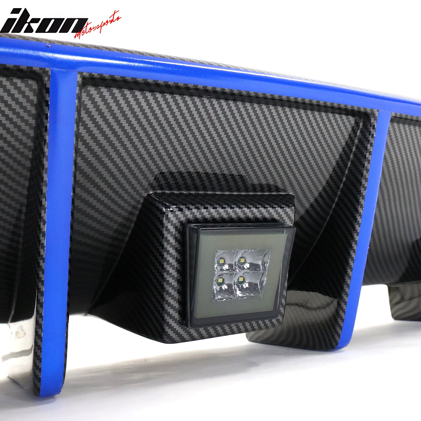 For 15-23 Dodge Charger LED Rear Diffuser Carbon Fiber Look Blue Reflective Tape