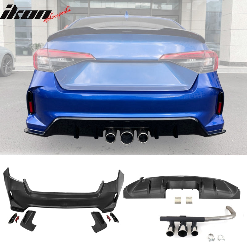 2022-2024 Honda Civic LX Sport Rear Bumper Cover Set + Exhaust Pipe