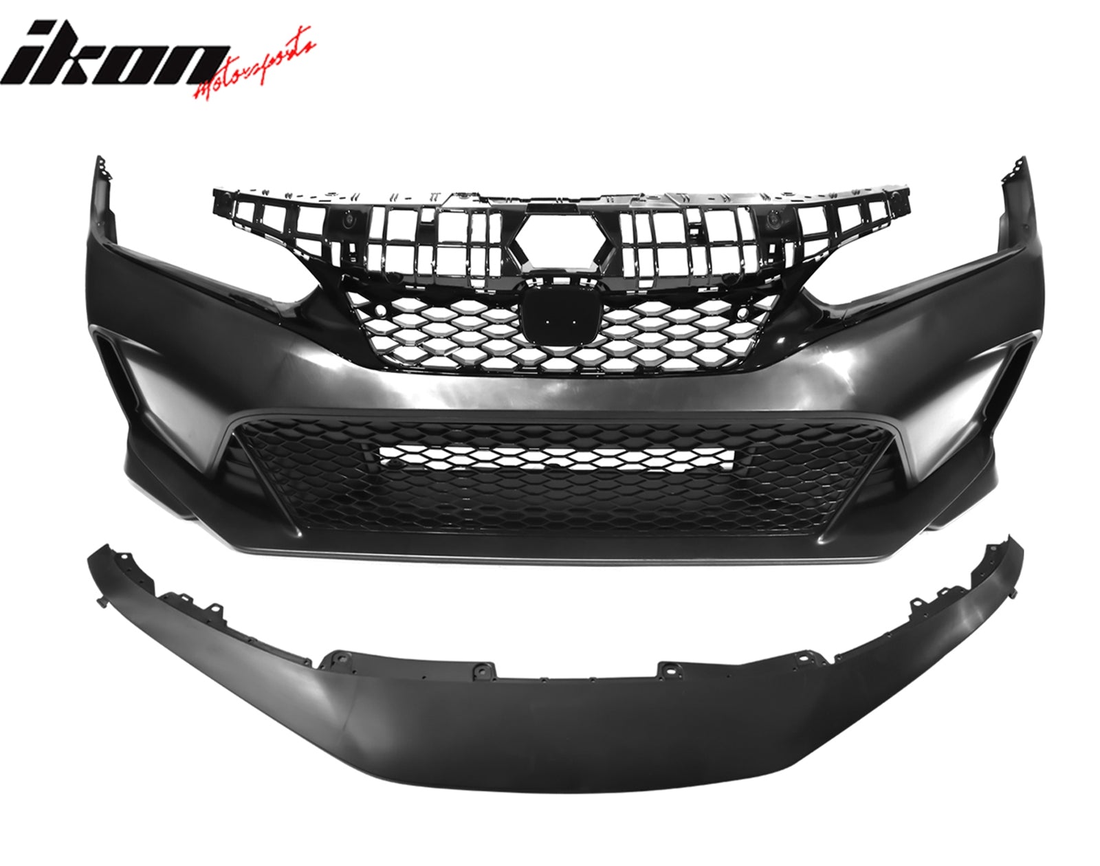 Fits 22-24 Civic Sedan Type R Style Front Bumper Cover PP + Upper Grille + Trim