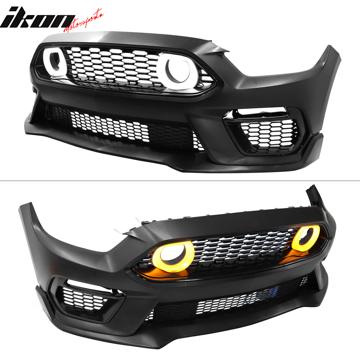 Fits 15-17 Ford Mustang EcoBoost GT LED Grille Front Bumper Cover Mach 1 Style