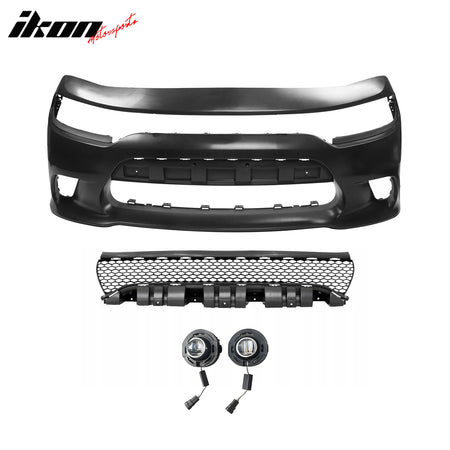 Fits 15-23 Dodge Charger 15 SRT Hellcat Front Bumper Conversion Kit W/ Foglights