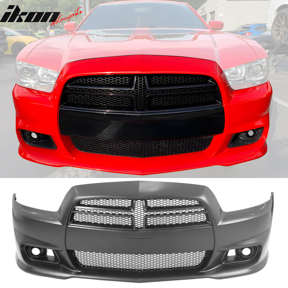 2011-2014 Dodge Charger SRT8 Front Bumper Cover + Grilles Unpainted PP