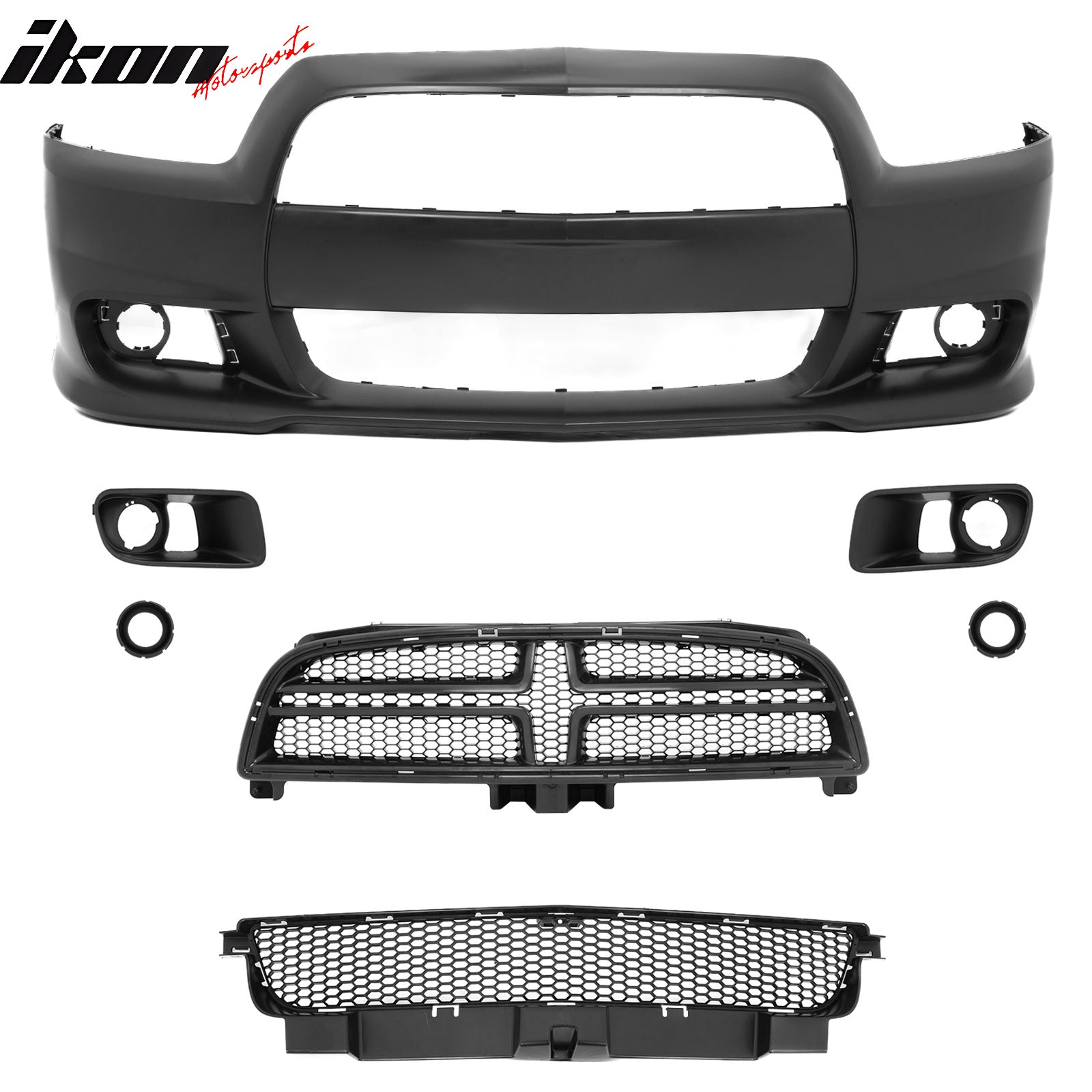 Fits 11-14 Dodge Charger SRT8 Front Bumper Cover Conversion + Grilles W/O ACC PP