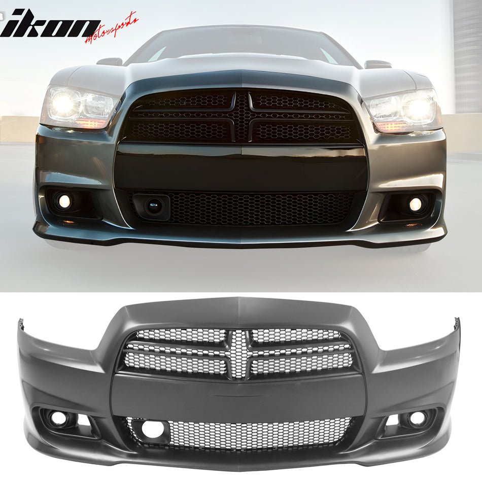 2011-2014 Dodge Charger Front Bumper Conversion Grilles SRT8 Style Bla